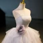 Mode Grau Glanz Fallende Rüsche Blumen Ballkleider 2023 Ballkleid Ärmellos Bandeau Rückenfreies Lange Ball Festliche Kleider