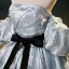 Fashion Silver Grey Prom Dresses 2023 Ball Gown Off-The-Shoulder Puffy Short Sleeve Backless Bow Sash Floor-Length / Long Prom Formal Dresses