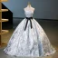 Fashion Silver Grey Prom Dresses 2023 Ball Gown Off-The-Shoulder Puffy Short Sleeve Backless Bow Sash Floor-Length / Long Prom Formal Dresses