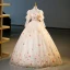 Flower Fairy Champagne Multi-Colors Sequins Flower Beading Prom Dresses 2023 Square Neckline Long Sleeve Backless Floor-Length / Long Formal Dresses