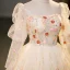 Flower Fairy Champagne Multi-Colors Sequins Flower Beading Prom Dresses 2023 Square Neckline Long Sleeve Backless Floor-Length / Long Formal Dresses
