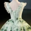 Fashion Sage Green Lace Flower Appliques Prom Dresses 2023 Ball Gown V-Neck Sleeveless Backless Floor-Length / Long Prom Formal Dresses
