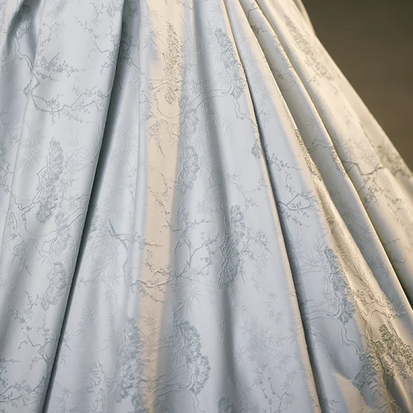 Elegant Sky Blue Prom Dresses 2023 Ball Gown Square Neckline Puffy Short Sleeve Backless Bow Floor-Length / Long Prom Formal Dresses