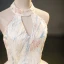 Chic / Beautiful Champagne Sequins Prom Dresses 2023 A-Line / Princess Halter Sleeveless Backless Floor-Length / Long Prom Prom Dresses
