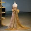 Scintillantes Sexy Doré Paillettes Robe De Bal Princesse 2023 Sans Manches Bustier Dos Nu Noeud Train De Balayage Promo Robe De Ceremonie