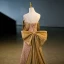 Scintillantes Sexy Doré Paillettes Robe De Bal Princesse 2023 Sans Manches Bustier Dos Nu Noeud Train De Balayage Promo Robe De Ceremonie