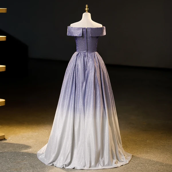 Chic / Belle Dégradé De Couleur Lavande Glitter Paillettes Robe De Bal 2023 Princesse De l'épaule Sans Manches Longue Robe De Ceremonie