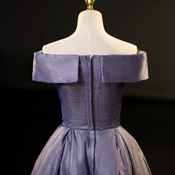 Chic / Belle Dégradé De Couleur Lavande Glitter Paillettes Robe De Bal 2023 Princesse De l'épaule Sans Manches Longue Robe De Ceremonie