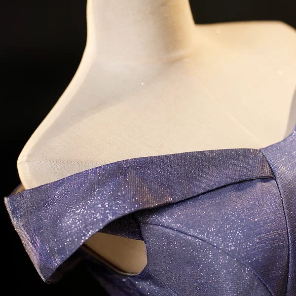 Chic / Belle Dégradé De Couleur Lavande Glitter Paillettes Robe De Bal 2023 Princesse De l'épaule Sans Manches Longue Robe De Ceremonie