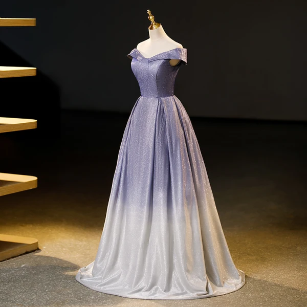 Chic / Belle Dégradé De Couleur Lavande Glitter Paillettes Robe De Bal 2023 Princesse De l'épaule Sans Manches Longue Robe De Ceremonie