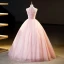 Chic / Beautiful Blushing Pink Beading Sequins Flower Prom Dresses 2023 Ball Gown Scoop Neck Sleeveless Floor-Length / Long Formal Dresses