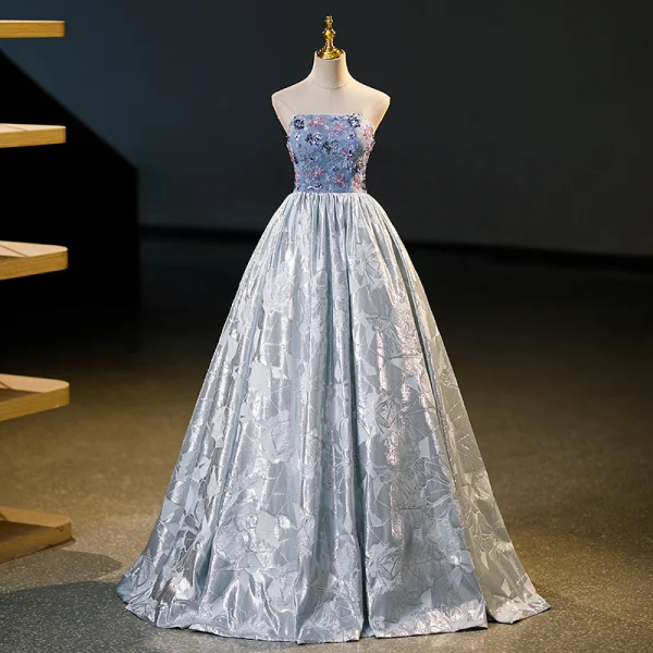 Charming Grey Beading Sequins Prom Dresses 2023 Ball Gown Strapless Sleeveless Backless Charming Grey Beading Sequins Prom Dresses 2023 Ball Gown Strapless Sleeveless Backless