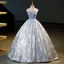 Charmant Grau Perlenstickerei Pailletten Ballkleider 2023 Ballkleid Bandeau Ärmellos Rückenfreies Lange Ball Festliche Kleider