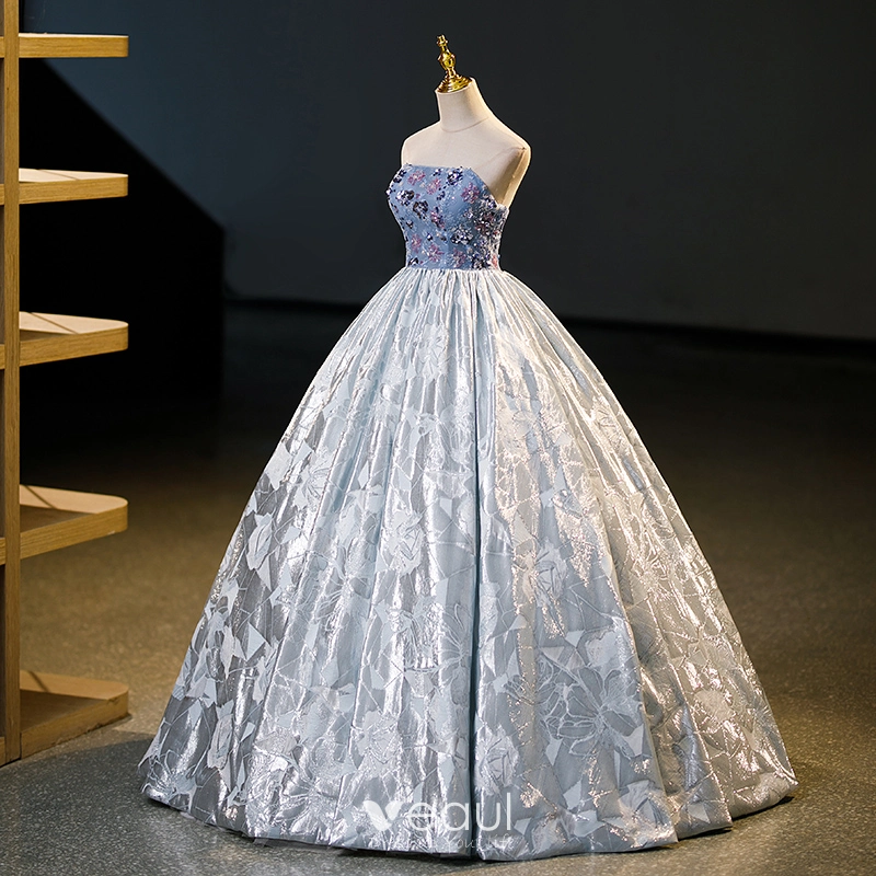 Charming Grey Beading Sequins Prom Dresses 2023 Ball Gown Charming Grey Beading Sequins Prom Dresses 2023 Ball Gown