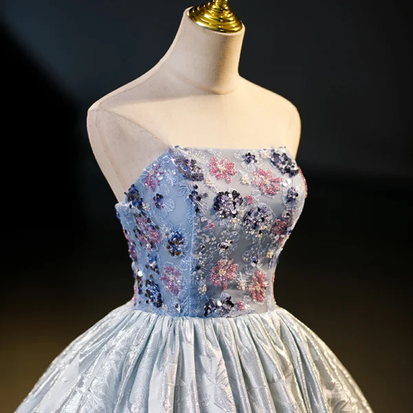 Charmant Grau Perlenstickerei Pailletten Ballkleider 2023 Ballkleid Bandeau Ärmellos Rückenfreies Lange Ball Festliche Kleider