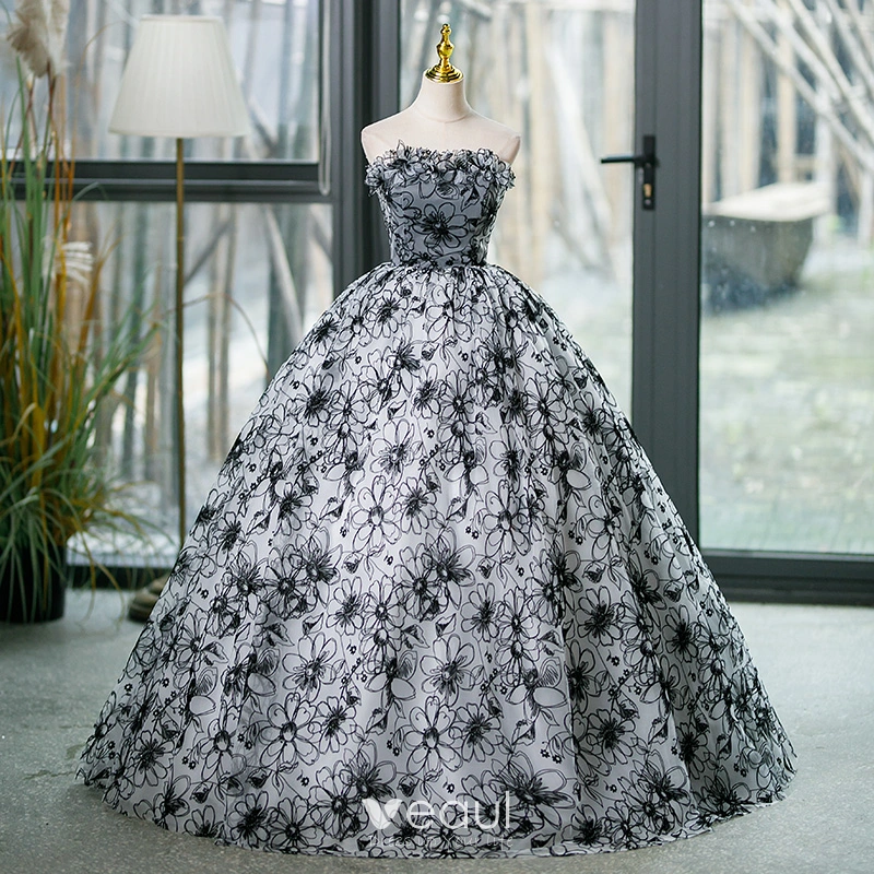 Grey Chiffon A-line Rhinestone Beaded Top Dark Long Prom Dresse – Pgmdress