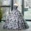 Chic / Beautiful Grey Printing Appliques Prom Dresses 2023 Ball Gown Strapless Sleeveless Backless Floor-Length / Long Formal Dresses
