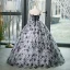 Chic / Beautiful Grey Printing Appliques Prom Dresses 2023 Ball Gown Strapless Sleeveless Backless Floor-Length / Long Formal Dresses