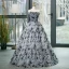 Chic / Beautiful Grey Printing Appliques Prom Dresses 2023 Ball Gown Strapless Sleeveless Backless Floor-Length / Long Formal Dresses
