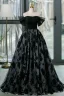 Elegant Black Prom Dresses 2023 Ball Gown Off-The-Shoulder Short Sleeve Backless Floor-Length / Long Formal Dresses