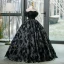 Elegant Black Prom Dresses 2023 Ball Gown Off-The-Shoulder Short Sleeve Backless Floor-Length / Long Formal Dresses