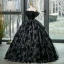 Elegant Black Prom Dresses 2023 Ball Gown Off-The-Shoulder Short Sleeve Backless Floor-Length / Long Formal Dresses