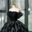 Elegant Black Prom Dresses 2023 Ball Gown Off-The-Shoulder Short Sleeve Backless Floor-Length / Long Formal Dresses