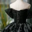Elegant Black Prom Dresses 2023 Ball Gown Off-The-Shoulder Short Sleeve Backless Floor-Length / Long Formal Dresses