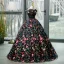 Vintage / Originale Multi-Couleurs En Dentelle Fleur Papillon Noire Robe De Bal 2023 Robe Boule De l'épaule Sans Manches Dos Nu Longue Promo Robe De Ceremonie