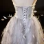 Haut de Gamme Sexy Argenté Gris Perlage Paillettes Plumes Robe De Fête 2023 Princesse Bustier Sans Manches Dos Nu Thé Longueur Cocktail Soirée Robe De Ceremonie