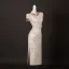 Chiński Styl Rumieniąc Różowy Frezowanie Aplikacje Druk Bal Cheongsam 2025 Syrena / Rozkloszowane Wysokiej Szyi Kótkie Rękawy Długość Herbaty