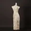 Vintage Chiński Styl Beżowe Z Koronki Motyl Kwiat Podział Przodu Bal Cheongsam 2025 Syrena / Rozkloszowane Wysokiej Szyi Bez Rękawów Długość Herbaty