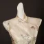 Vintage Chiński Styl Beżowe Z Koronki Motyl Kwiat Podział Przodu Bal Cheongsam 2025 Syrena / Rozkloszowane Wysokiej Szyi Bez Rękawów Długość Herbaty