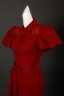 Vintage / Retro Red Bow Sash Tea-length Prom Cheongsam 2025 Trumpet / Mermaid High Neck Puffy Short Sleeve