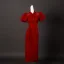 Vintage / Retro Red Bow Sash Tea-length Prom Cheongsam 2025 Trumpet / Mermaid High Neck Puffy Short Sleeve