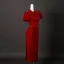 Vintage / Retro Red Bow Sash Tea-length Prom Cheongsam 2025 Trumpet / Mermaid High Neck Puffy Short Sleeve