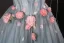 Elegant Grey Appliques Prom Dresses 2025 Ball Gown Square Neckline Puffy Short Sleeve Backless Floor-Length / Long Formal Dresses