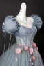 Elegant Grey Appliques Prom Dresses 2025 Ball Gown Square Neckline Puffy Short Sleeve Backless Floor-Length / Long Formal Dresses