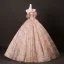 Blumenfee Rosa Applikationen Perle Drucken Ballkleider 2025 Ballkleid Off Shoulder Kurze Ärmel Rückenfreies Lange Festliche Kleider