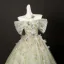 Blumenfee Salbeigrün Perlenstickerei Pailletten Applikationen Ballkleider 2025 Ballkleid Off Shoulder Kurze Ärmel Rückenfreies Lange Festliche Kleider