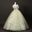 Blumenfee Salbeigrün Perlenstickerei Pailletten Applikationen Ballkleider 2025 Ballkleid Off Shoulder Kurze Ärmel Rückenfreies Lange Festliche Kleider