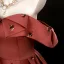 Vintage / Retro Modest / Simple Burgundy Beading Prom Dresses 2025 Ball Gown Off-The-Shoulder Short Sleeve Backless Floor-Length / Long Formal Dresses