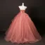 Mode Rose Bonbon Volants en Cascade Noeud Paillettes Robe De Bal 2025 Bustier Sans Manches Dos Nu Longue Robe De Ceremonie