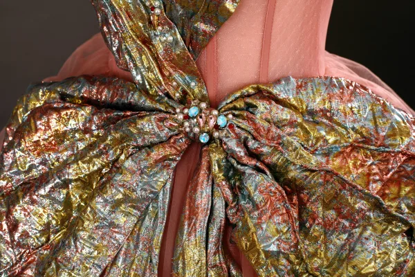 Mode Rose Bonbon Volants en Cascade Noeud Paillettes Robe De Bal 2025 Bustier Sans Manches Dos Nu Longue Robe De Ceremonie