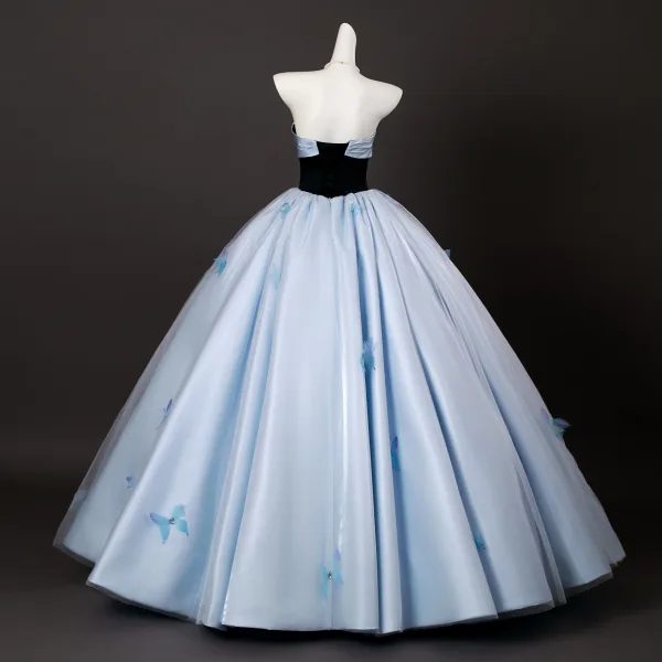 Elegant Himmelen Blå Sommerfugl Appliques Beading Ballkjoler 2025 Ballkjole Kjæreste Uten Ermer Ryggløse Lange Formelle Kjoler