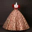 Elegante Rot Glanz Drucken Ballkleider 2025 Ballkleid Eckiger Ausschnitt Geschwollenes Kurze Ärmel Rückenfreies Lange Festliche Kleider