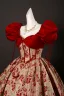 Elegante Rot Glanz Drucken Ballkleider 2025 Ballkleid Eckiger Ausschnitt Geschwollenes Kurze Ärmel Rückenfreies Lange Festliche Kleider