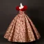Elegante Rot Glanz Drucken Ballkleider 2025 Ballkleid Eckiger Ausschnitt Geschwollenes Kurze Ärmel Rückenfreies Lange Festliche Kleider