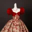 Elegante Rot Glanz Drucken Ballkleider 2025 Ballkleid Eckiger Ausschnitt Geschwollenes Kurze Ärmel Rückenfreies Lange Festliche Kleider