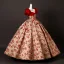 Elegante Rot Glanz Drucken Ballkleider 2025 Ballkleid Eckiger Ausschnitt Geschwollenes Kurze Ärmel Rückenfreies Lange Festliche Kleider